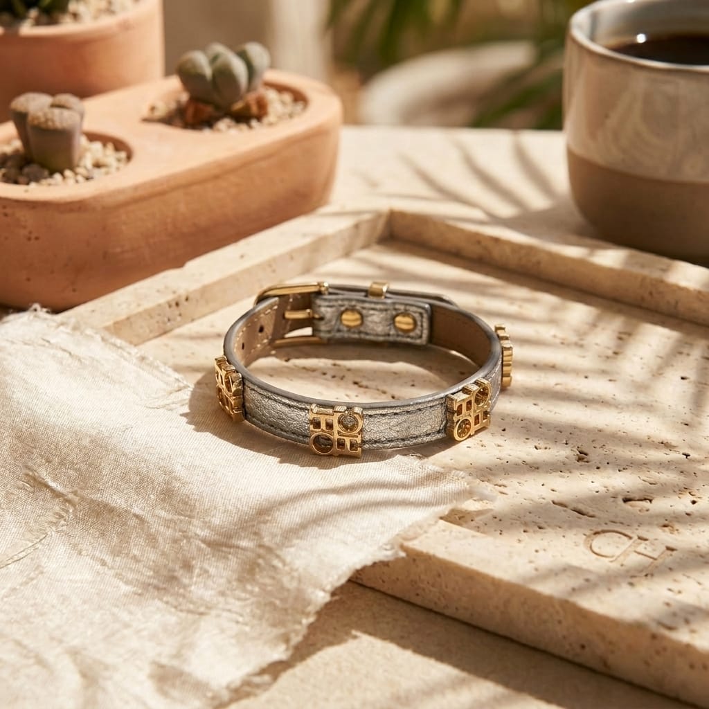Aurelia Luxe Leather Bracelet - Cloud Gray
