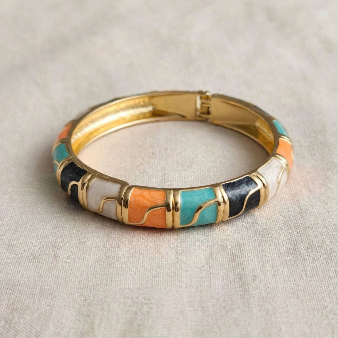 Sunset Mosaic Bangle – Multicolor Enamel Statement Bracelet