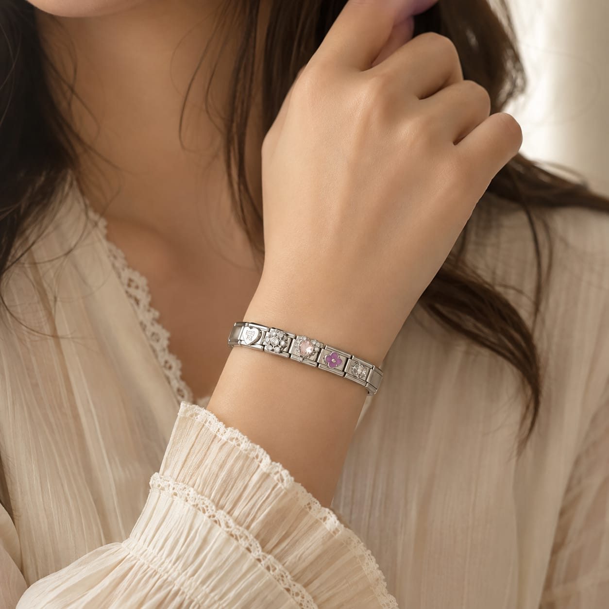Italian Charm Bracelet – Silver Blossom Edition