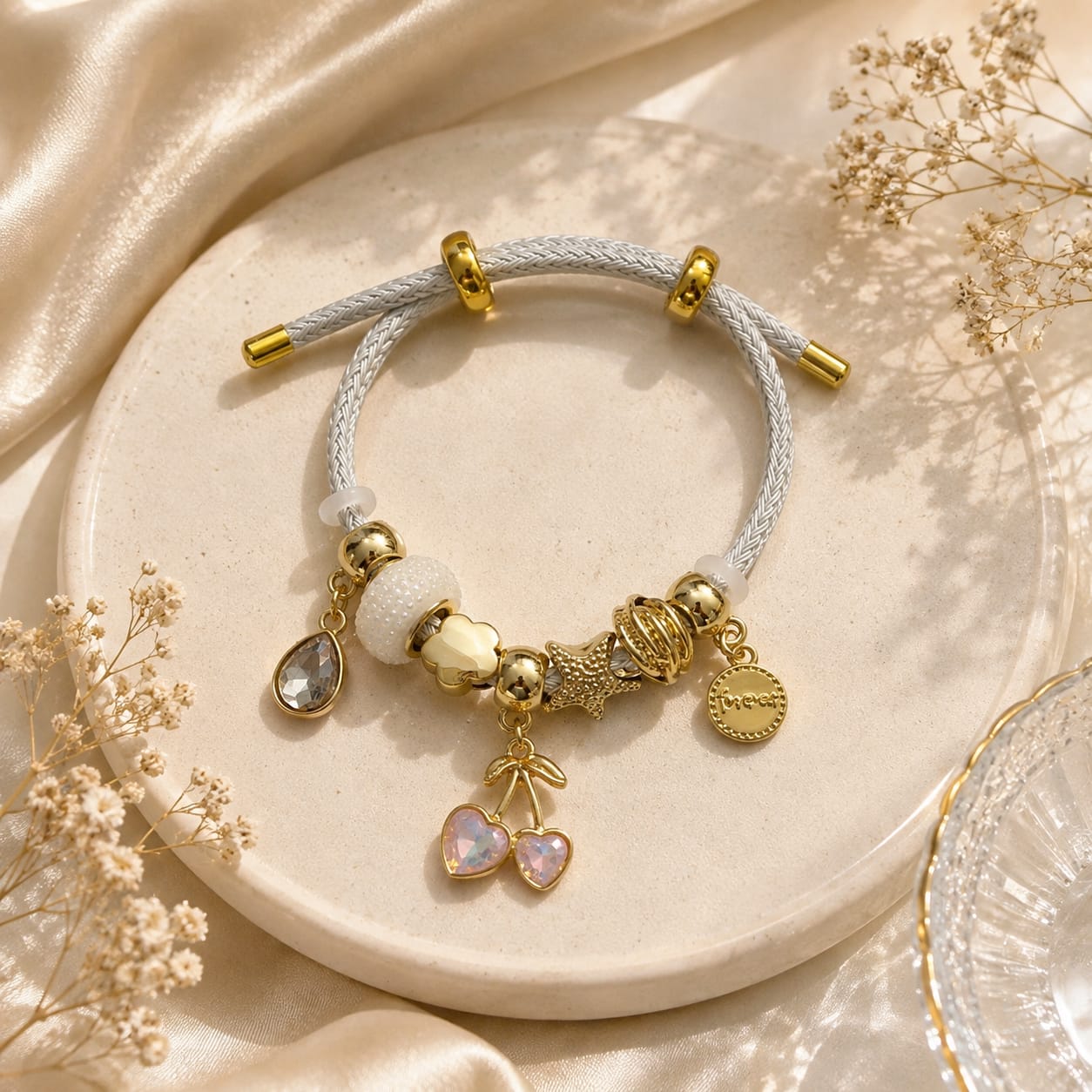 Cherry Glow Charm Bracelet