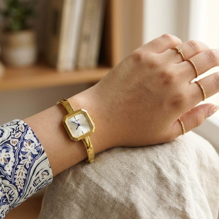 Modern Square Gold Watch
