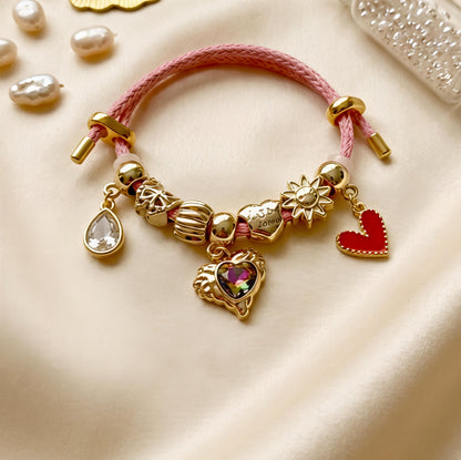 Pink Fabric Pandora Bracelet