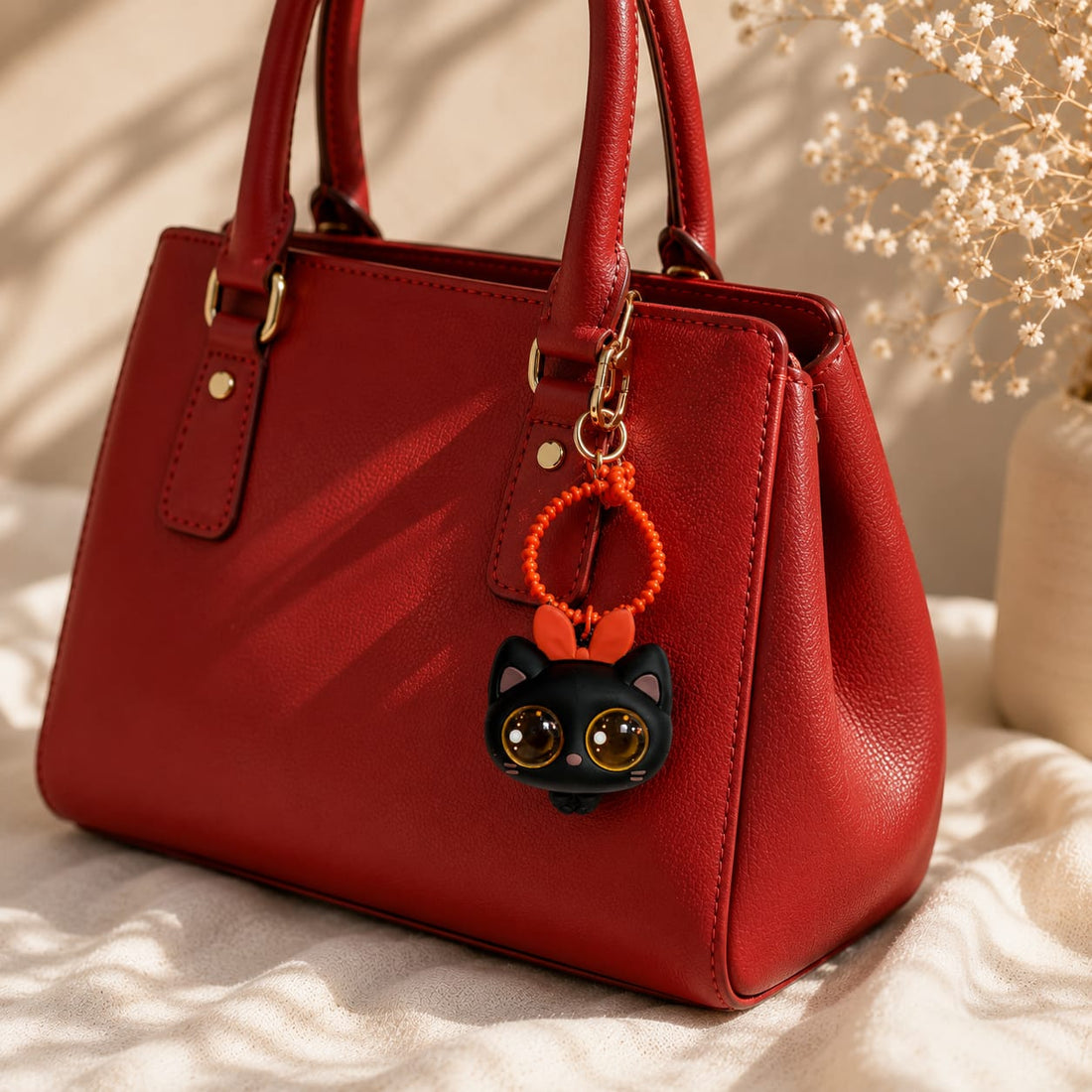 Peekaboo Black Cat Bag Charm