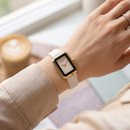 Ivory Elegance Rectangle Watch