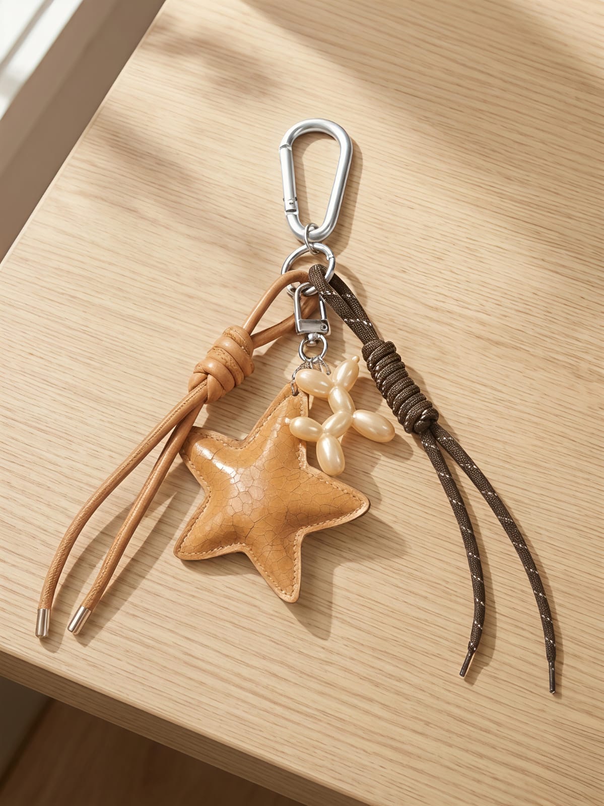 Brown star bag charm