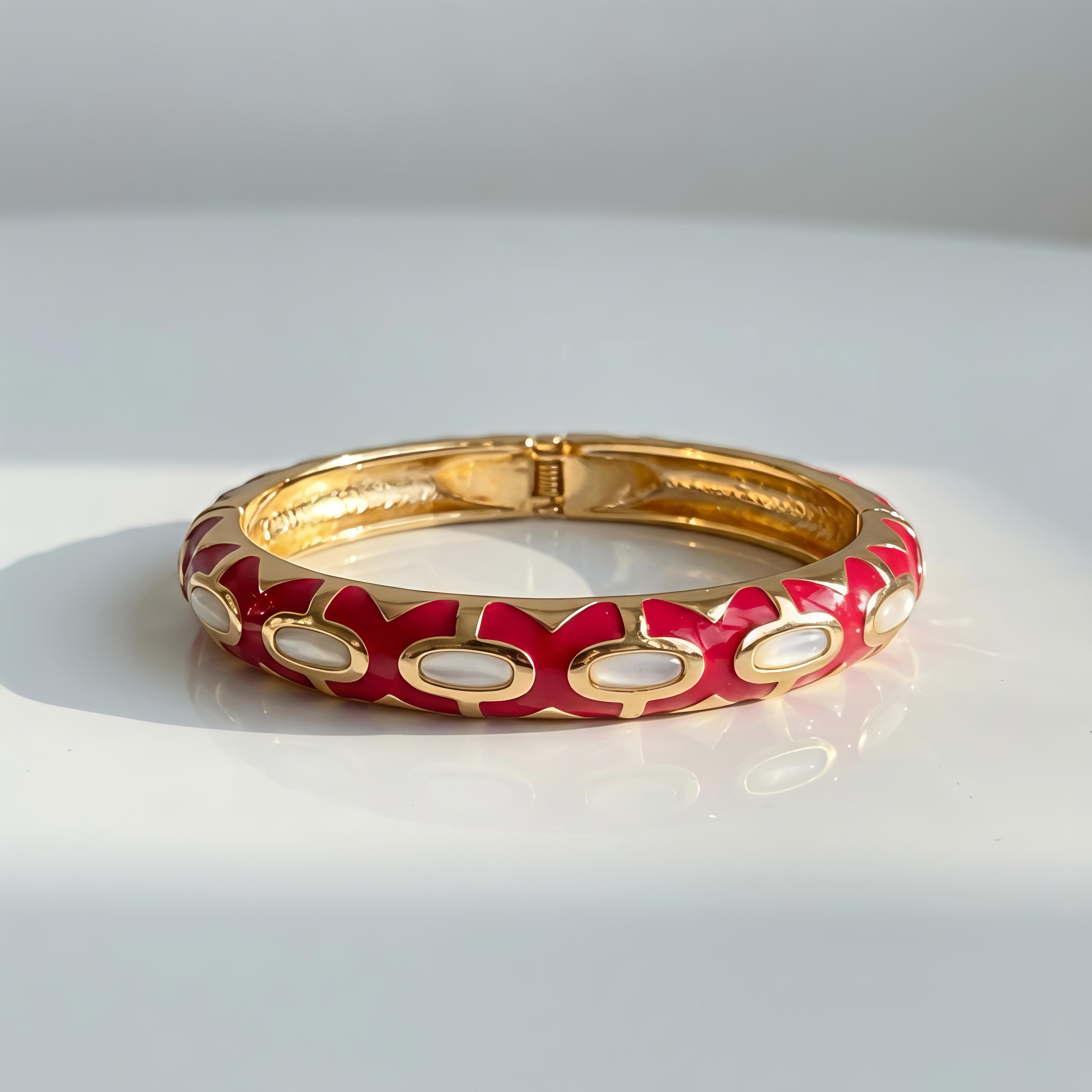 Aurora Crimson Pearl Bangle