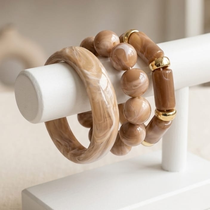 Mocha Chunky Bangle Set – 3 Pieces