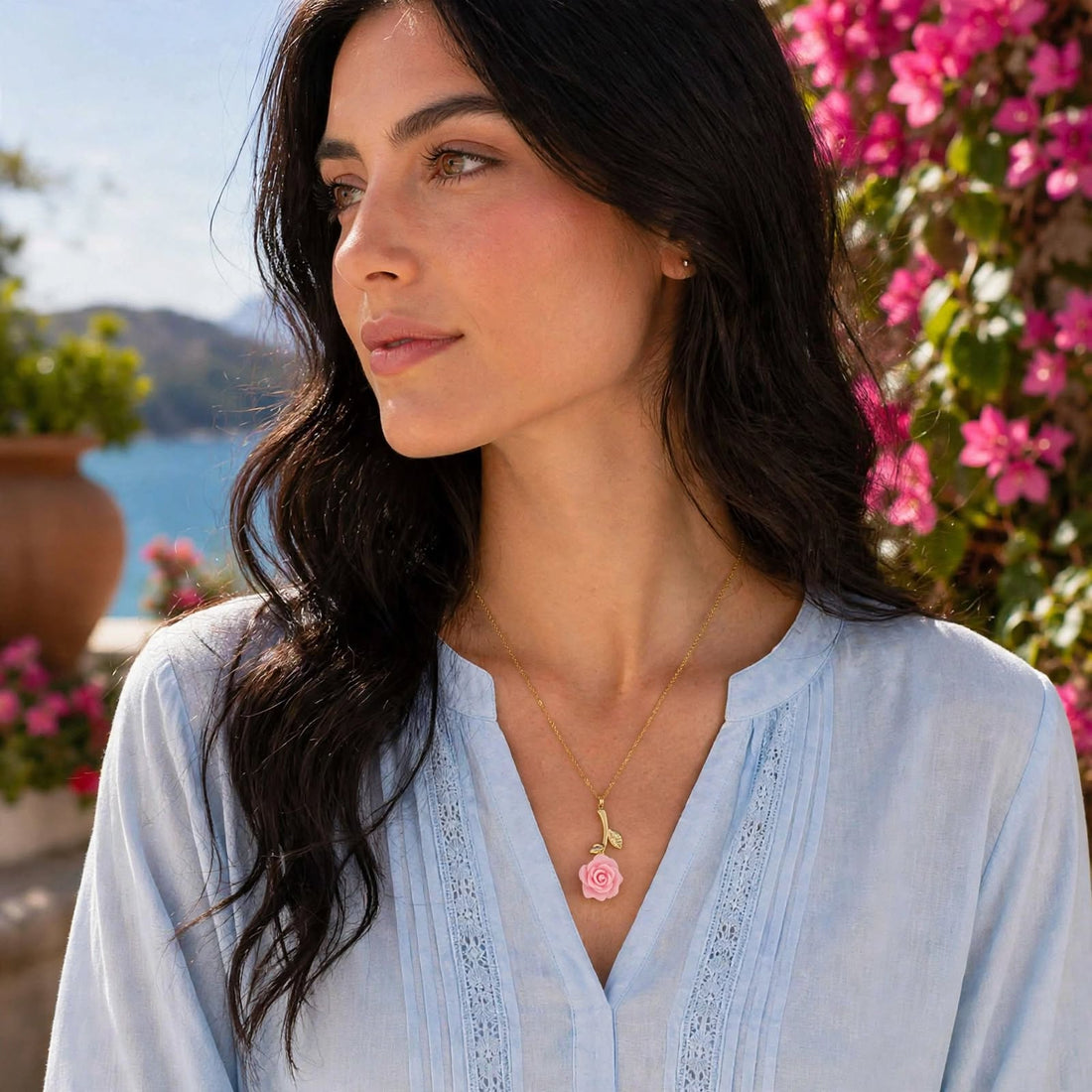 BLOOM - Pink Rose Necklace