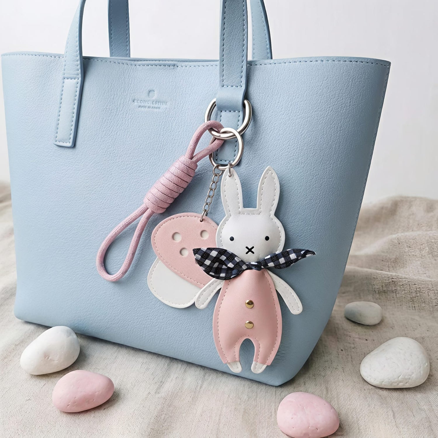 Pink Bunny &amp; Mushroom Bag Charm