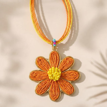 Orange Leaf Flower Choker