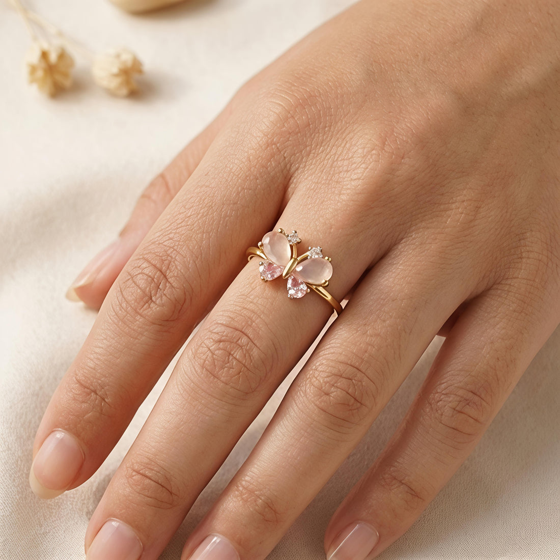 Pink Butterfly Ring