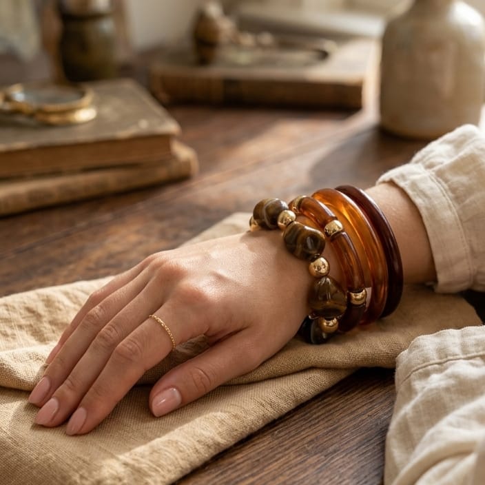 Cocoa Marble Bangles Set